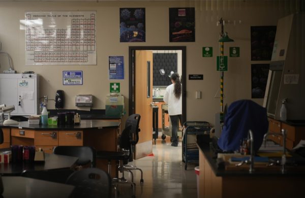 A science student works in the biology preparation room at Cosumnes River College. Human cadavers are used in select courses for pre-health occupation students pursuing a career involving the human body.