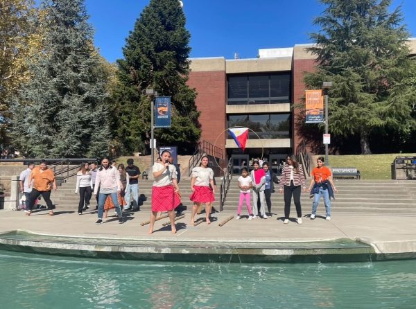 The crowd at Cosumnes River College’s Filipinx American History Celebration joins dancers on stage to perform a traditional Tinikling dance. CRC hosts multiple events in October to celebrate Filipinx American History month.