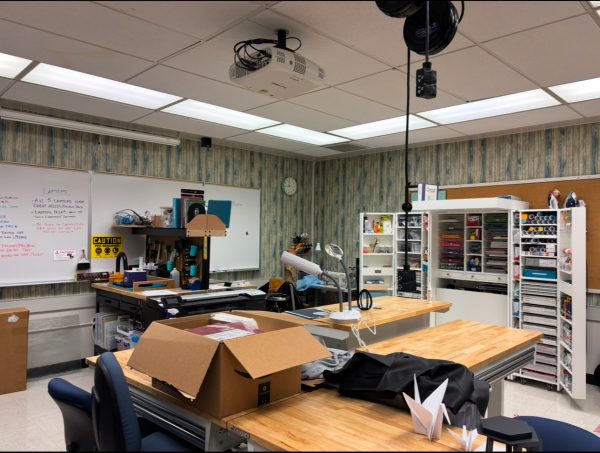 The sewing room in the Makerspace, room T-116 and T-117, includes a sewing and embroidery machine and supplies that any Cosumnes River student can use. The Makerspace also provides equipment for woodwork, printing, textiles and more.